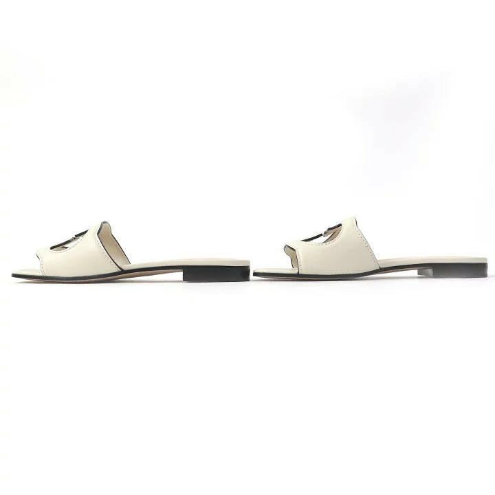 Gucci Women's White Slide Sandals With Double G Logo - Size 36.