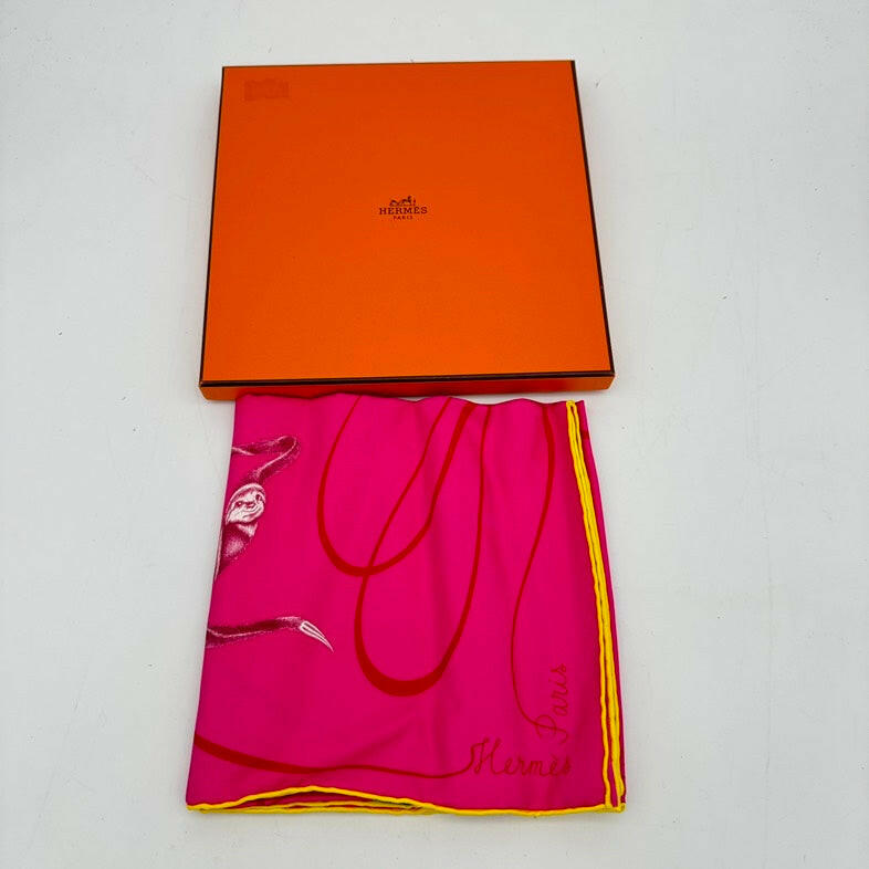 Hermès Silk Scarf - Pink/Yellow - 36" x 36".