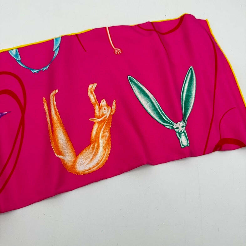 Hermès Silk Scarf - Pink/Yellow - 36" x 36".