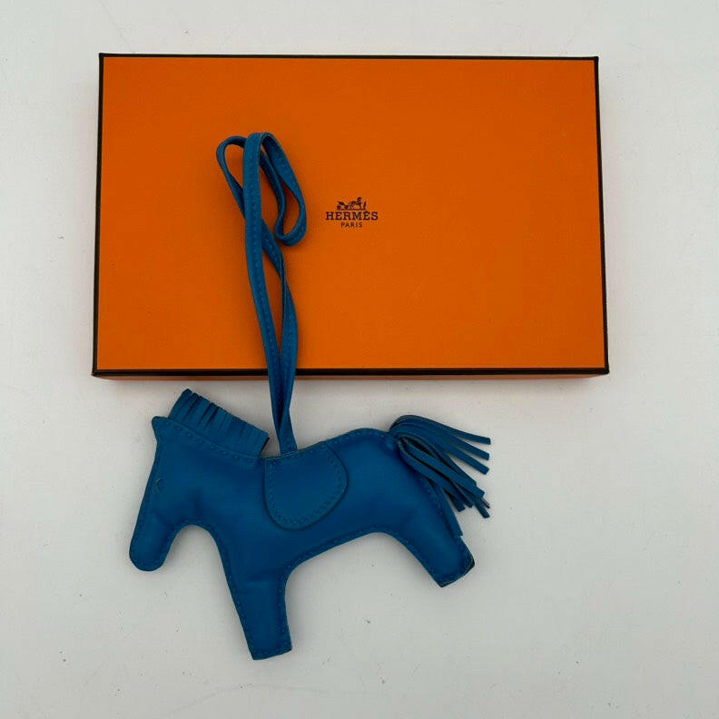 Hermès Blue Leather Rodeo Horse Bag Charm.