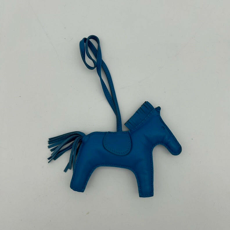 Hermès Blue Leather Rodeo Horse Bag Charm.