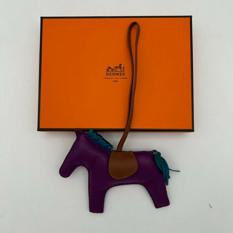 Hermès Leather Rodeo Charm Horse Purple and Blue.