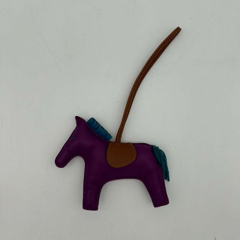 Hermès Leather Rodeo Charm Horse Purple and Blue.