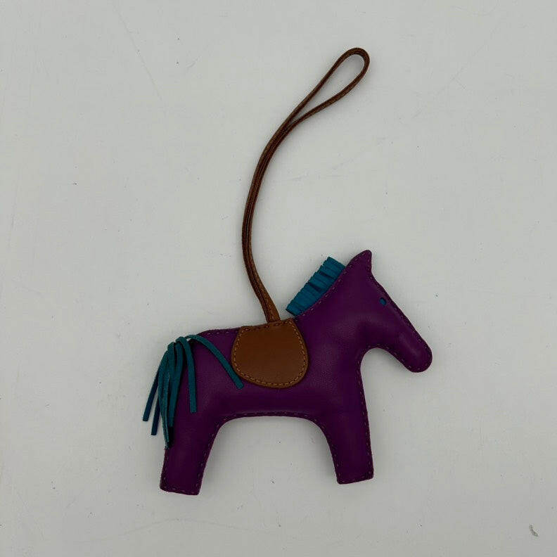 Hermès Leather Rodeo Charm Horse Purple and Blue.