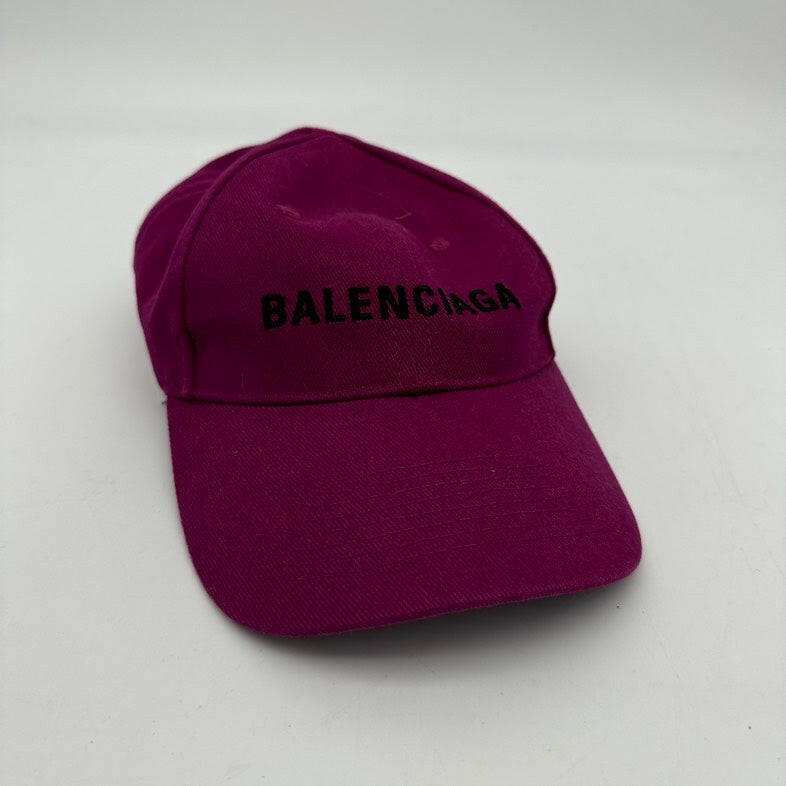 Balenciaga Canvas Peaked Cap in Burgundy.