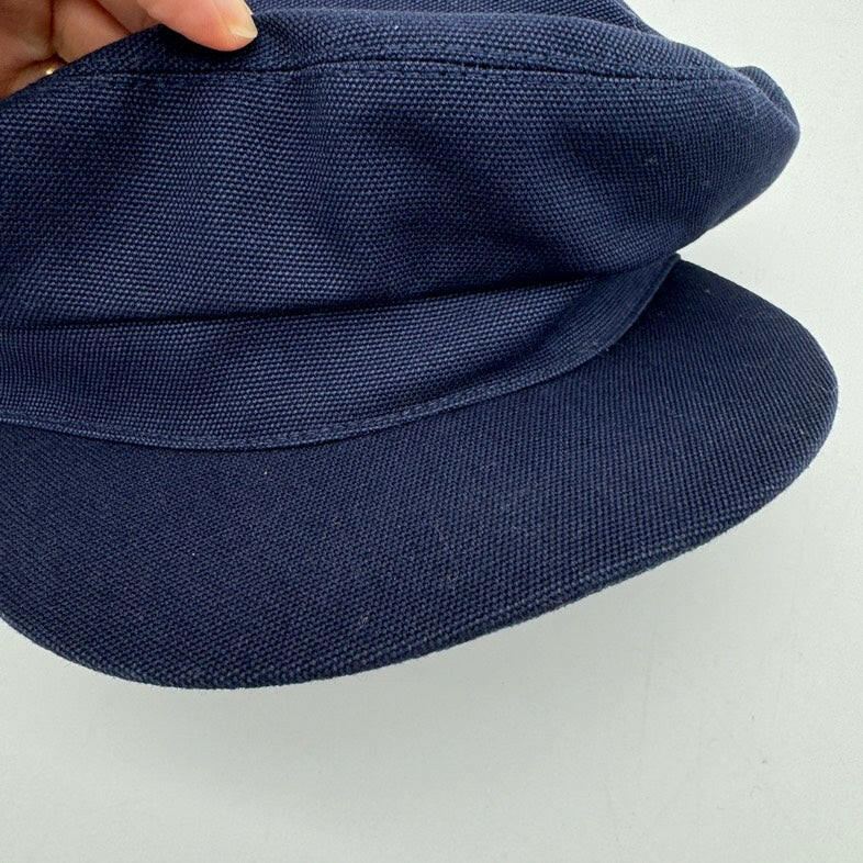 Hermès Navy Blue Cotton Baker Boy Cap, Size Medium.