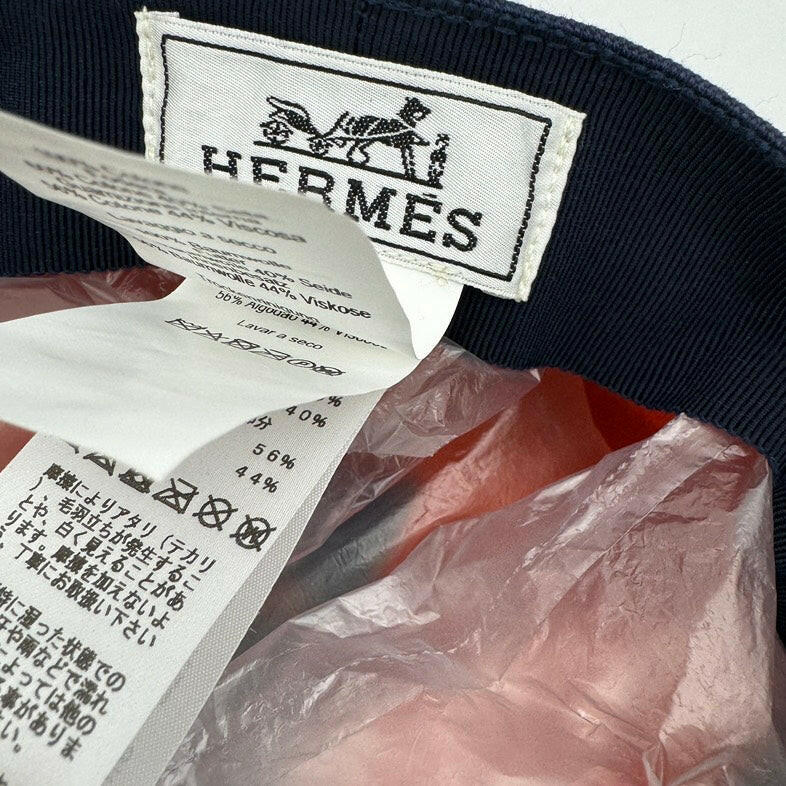 Hermès Navy Blue Cotton Baker Boy Cap, Size Medium.