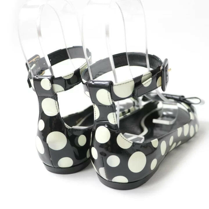 Louis Vuitton × Yayoi Kusama Black and White Polka Dot Bow Sandals Size 35.