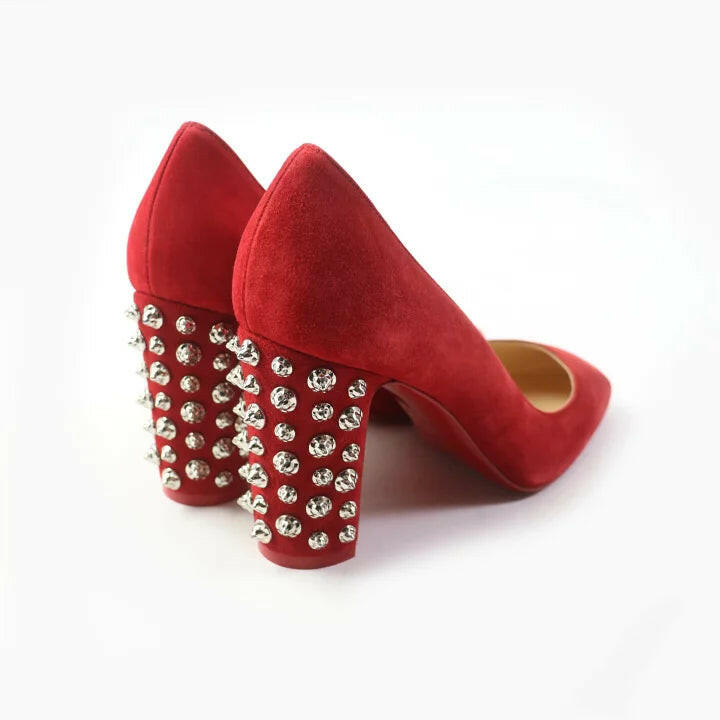 Christian Louboutin Red Suede Pumps with Crystal Heel Size 36.