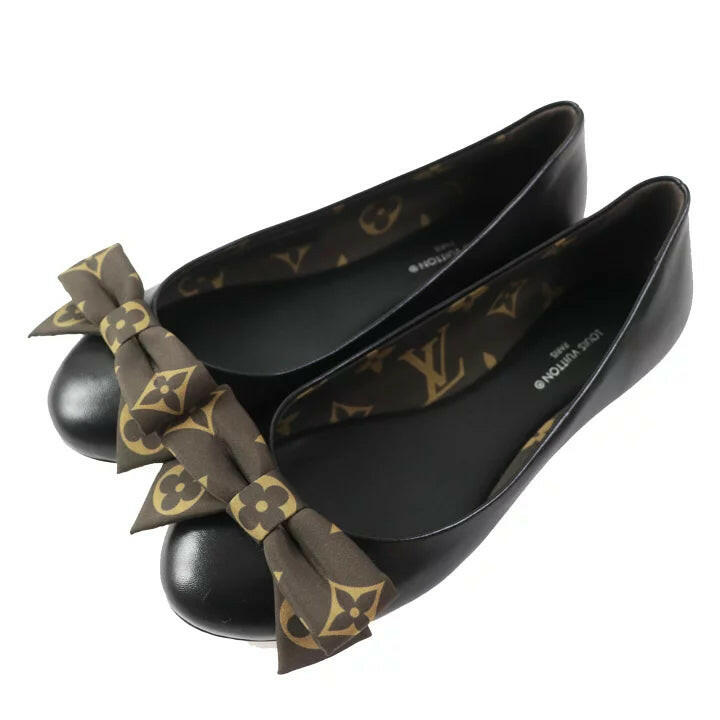 Louis Vuitton Monogram Bow Black Ballet Flats Size 34.