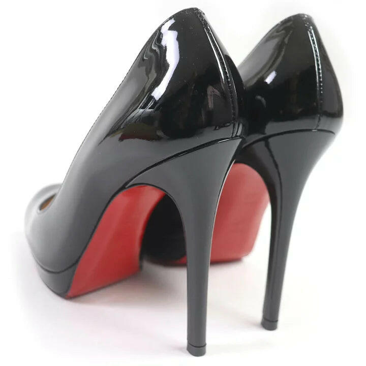 Christian Louboutin Black Patent Leather Pumps, Size 35.