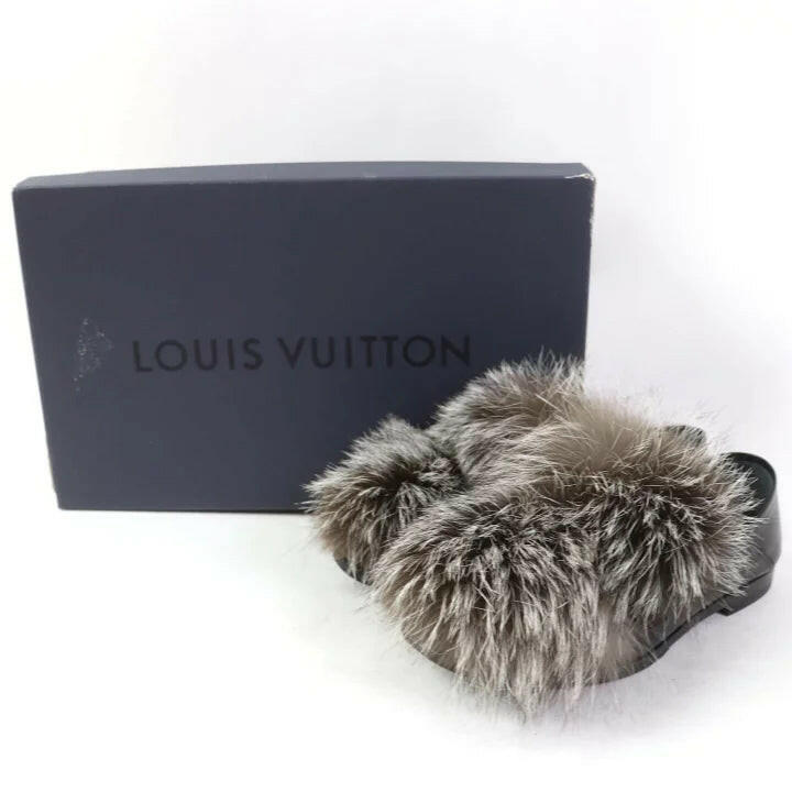 Louis Vuitton Black Mink Fur Slippers Size 35.