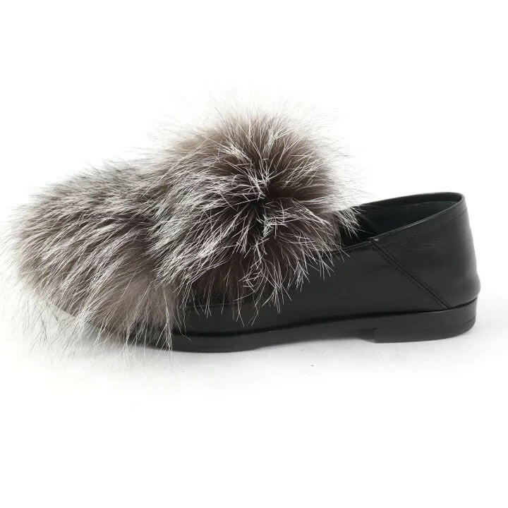 Louis Vuitton Black Mink Fur Slippers Size 35.