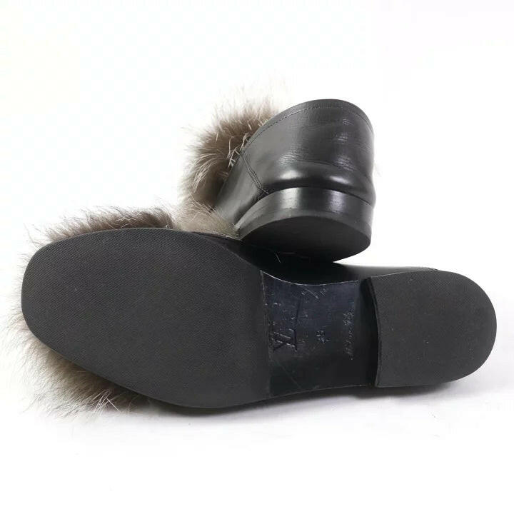 Louis Vuitton Black Mink Fur Slippers Size 35.