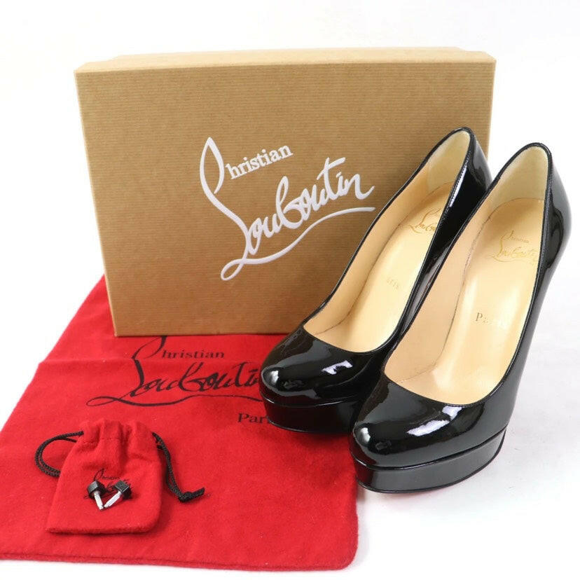 Christian Louboutin Black Patent Leather Platform Pumps Size 35.