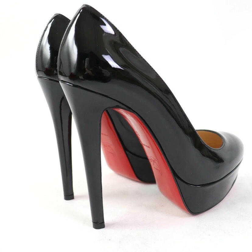 Christian Louboutin Black Patent Leather Platform Pumps Size 35.