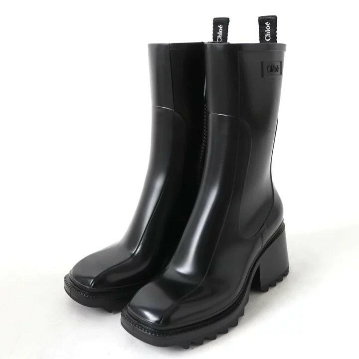 Chloe Black Mid-Calf Block Heel Boots Size 36 Women's Footwear.