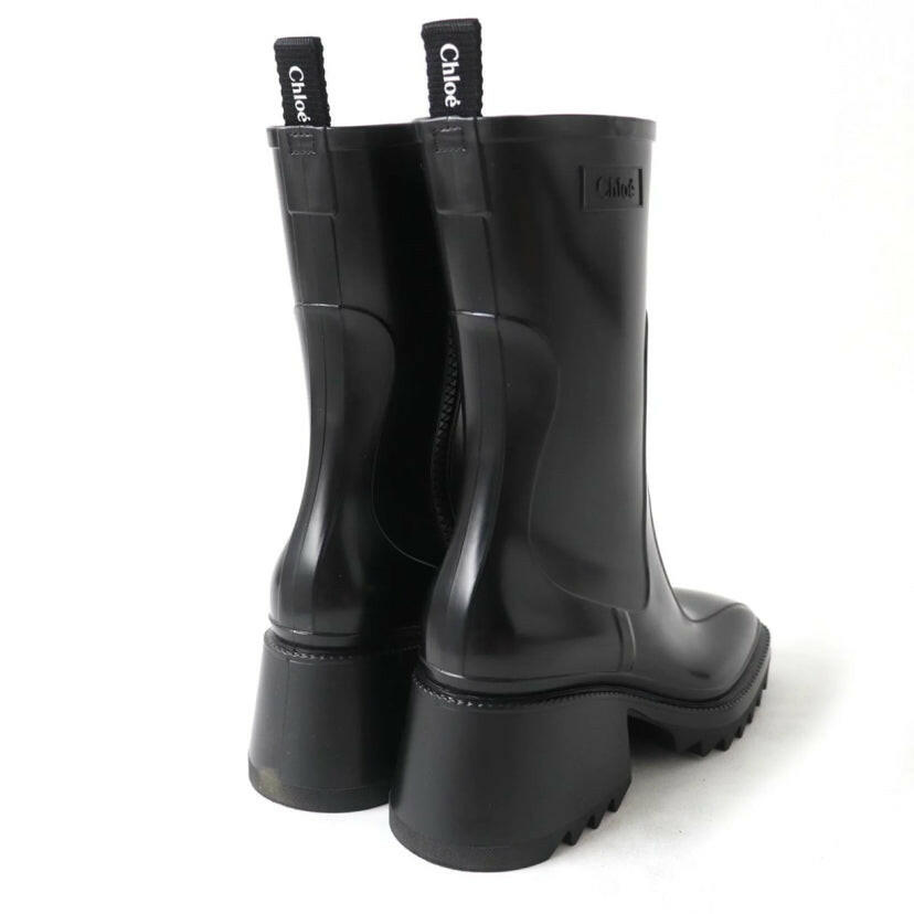 Chloe Black Mid-Calf Block Heel Boots Size 36 Women's Footwear.