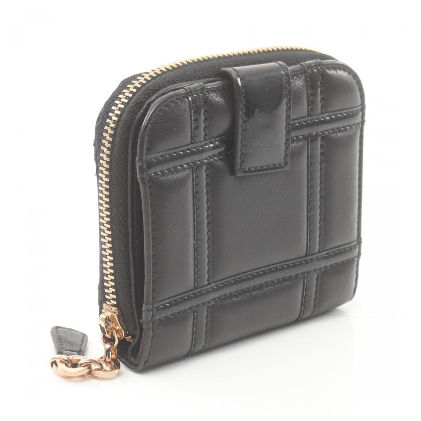 Salvatore Ferragamo Black Leather Bi-fold Wallet Compact.